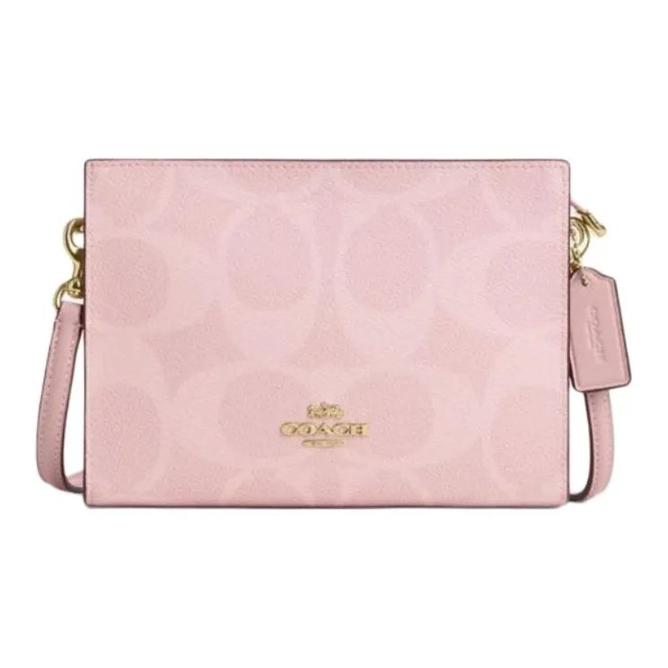 COACH Coated Canvas Shoulder Bag Trumpets Women's Pink-0