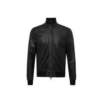 EMPORIO ARMANI FW21 Leather Jacket Men's Black