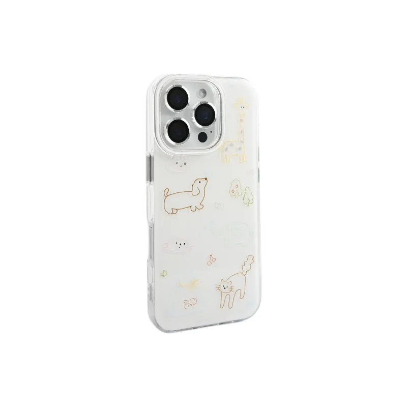 Sopi Acrylic Material Multicolor Line Animal Phone Cases Compatibility With IPhone 16/15/13/14/Pro/Max-3