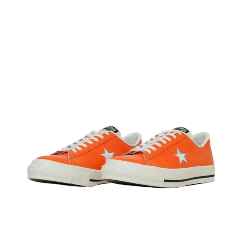 Converse Anti Slip Wear Resistant Low Top Skateboard Shoes Unisex Orange-2