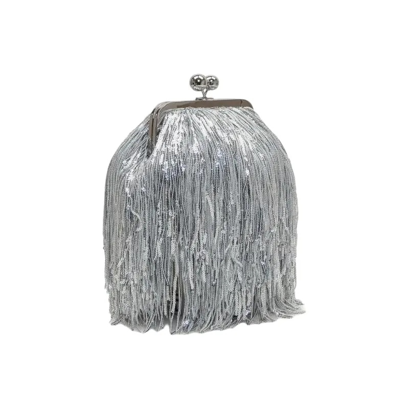 WEEKEND MaxMara Polyester One Shoulder Clutch Women's Silver-1