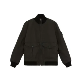 STONE ISLAND Logo Patch Zip Up Bomber Jacket