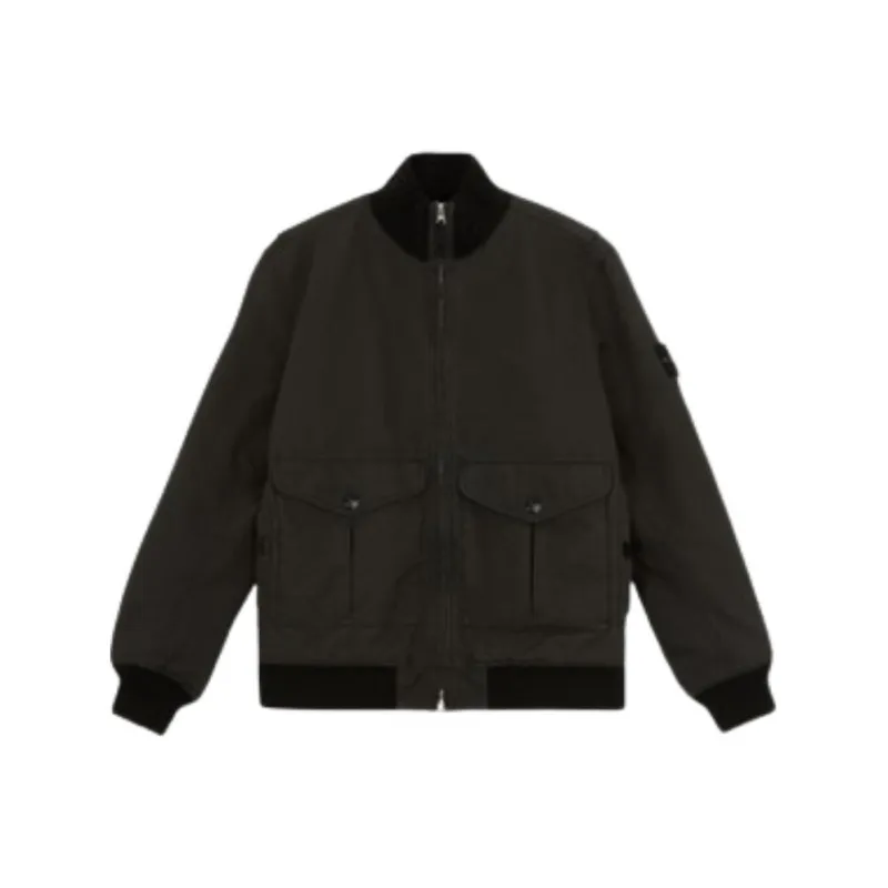 STONE ISLAND Logo Patch Zip Up Bomber Jacket-0