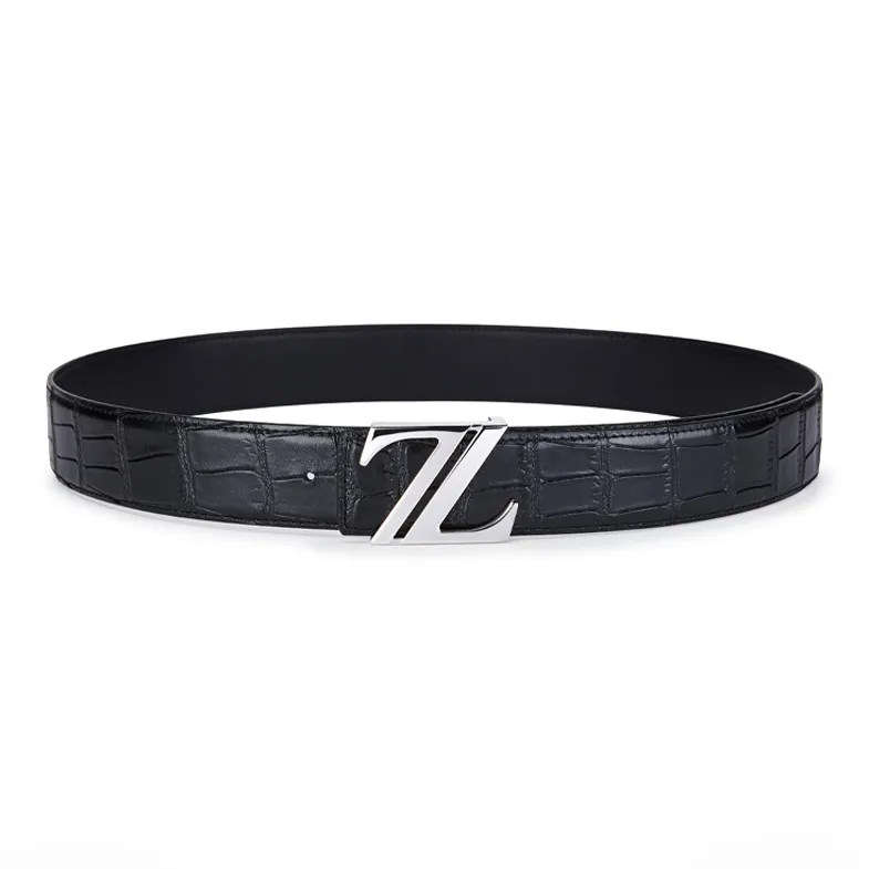 Jeccieziio Cow Leather Belts Men's Gunmetal Silver Gold Width 3.8cm Gift Box Set-15