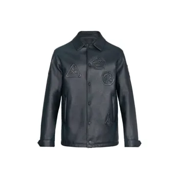 LOUIS VUITTON New Quarterly Products Of LV Leather Jacket Men's Black