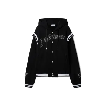 OFF WHITE Logo Detailed Drawstring Bomber Jacket