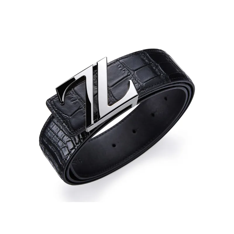 Jeccieziio Cow Leather Belts Men's Gunmetal Silver Gold Width 3.8cm Gift Box Set-12
