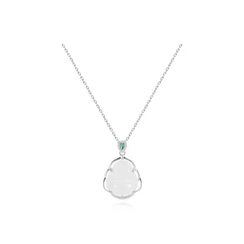 Tkb Colored Glaze Jade Necklace With Jade Pendant Women's