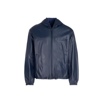 PRADA Leather Jackets Men Blue