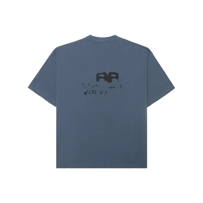 Balenciaga BB ICON T-Shirts Men Washed Blue/Black - POIZON