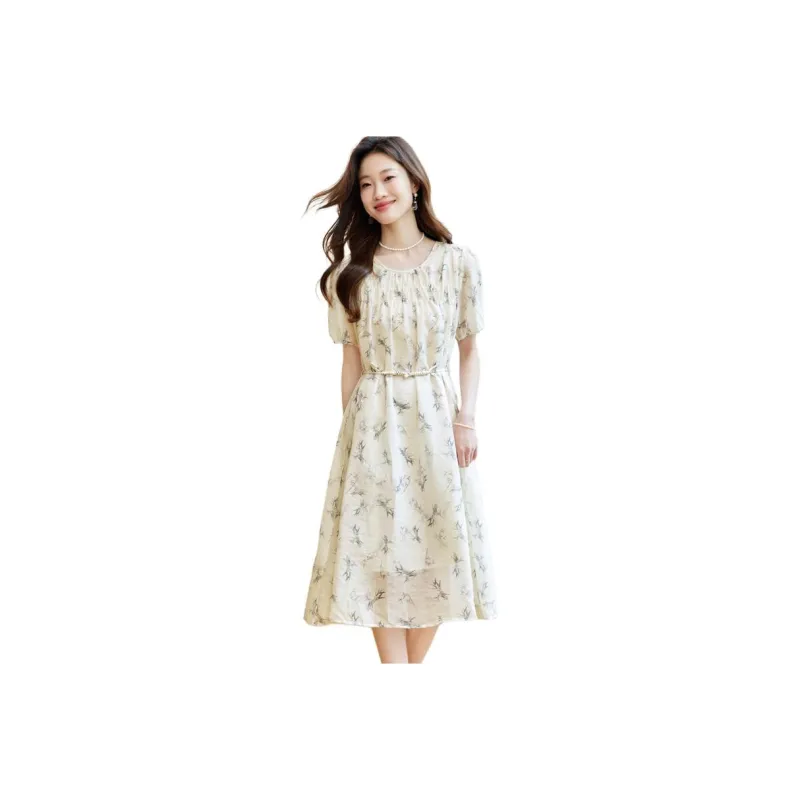 PIERRE CARDIN Short Sleeved Dress Women's Ginkgo Bamboo Leaf-1