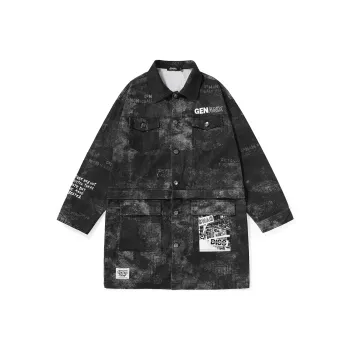 GENANX Trench Coats Unisex Black Gray Color