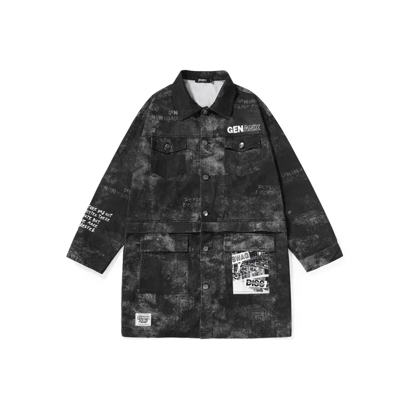 GENANX Trench Coats Unisex Black Gray Color-0
