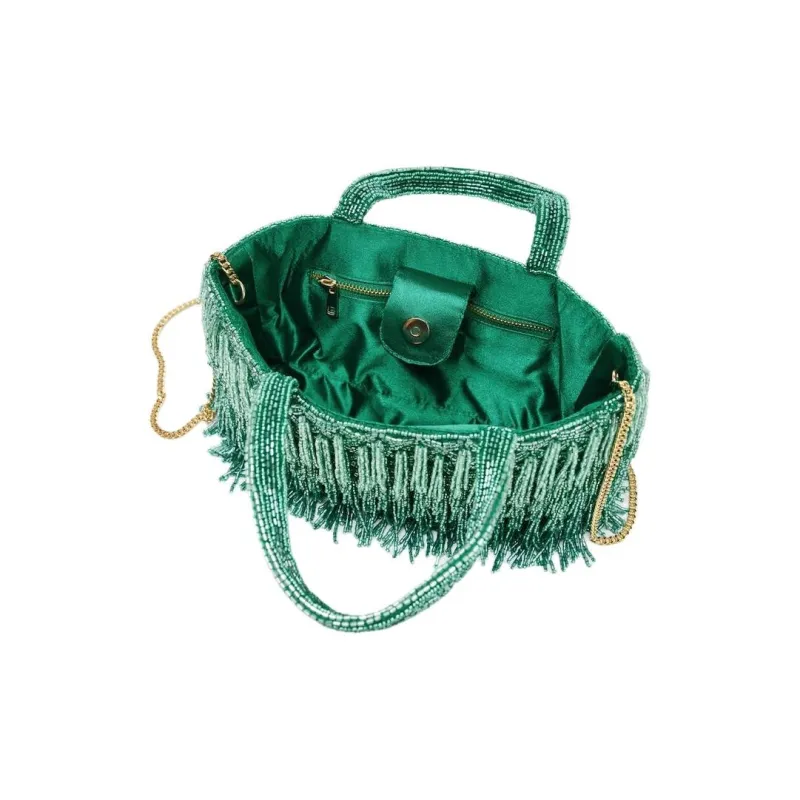 ZARA Polyester One Shoulder Handbag Medium Size Women's Green-3