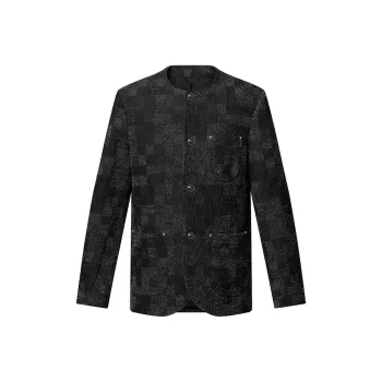 LOUIS VUITTON Denim Bouclette Collarless Jacket