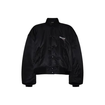 Balenciaga Logo Embroidered Button Up Jacket