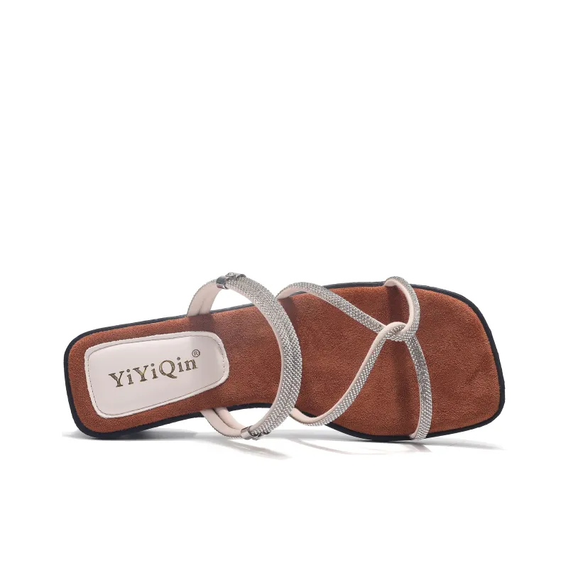 Take The Qin Rubber Sole Abrasion Resistant Slip Resistant Slide Slippers Women's Beige Gift Box Set-4