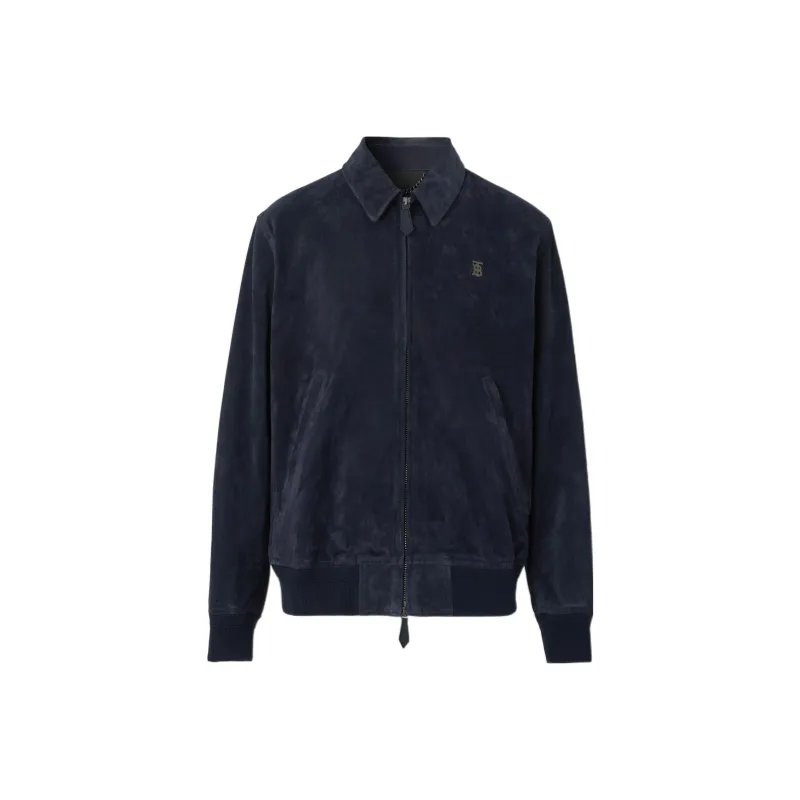 Burberry Leather Jackets Men Coal Blue-0