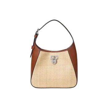 LAUREN RALPH LAUREN Raffia Shoulder Bag Women's Beige & Brown