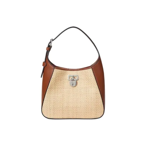 LAUREN RALPH LAUREN Raffia Shoulder Bag Women's Beige & Brown