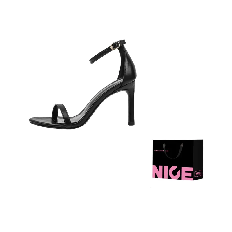 Luji One Strap Sandals 6cm/8cm/10cm Women's Black/Apricot/Black Flash/Silver/Champagne Gold-31