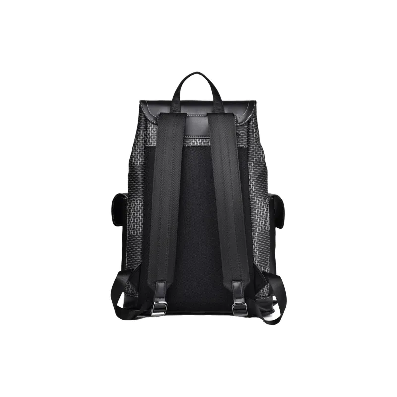 Jeep Synthetic Leather Backpack Unisex Black Large Plaid-2