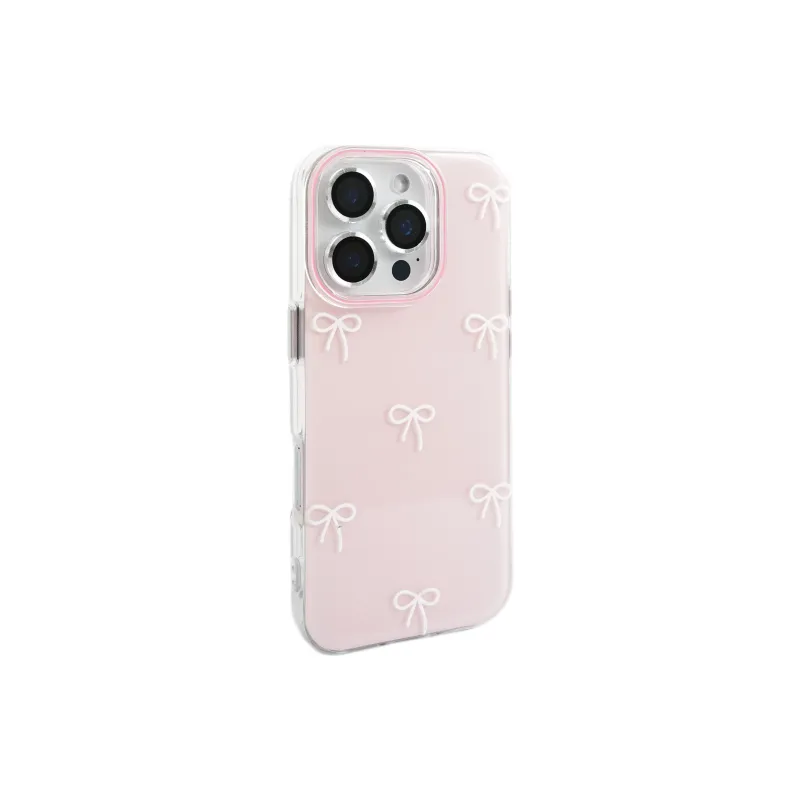 Wei Xin Acrylic Material Double Layer Line Bowknot Phone Cases Compatible With IPhone 16/15 Pro Max/Apple 13/14 Pro/Max-1