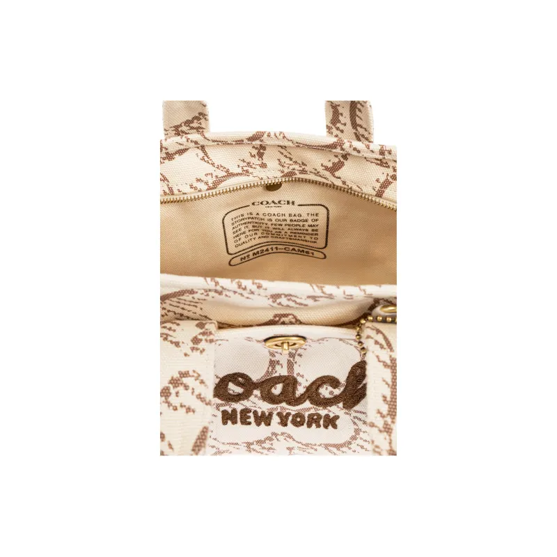 COACH Fabric Tote Bag, Shopping Bag, Shoulder Bag, Handbag Medium Size Women's Cream-5