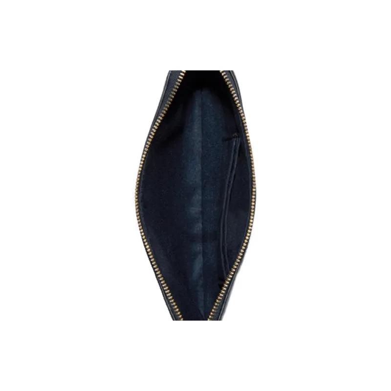 COACH Corner Zip Leather Wrist Bag, Coin Purse, Mahjong Clutch Small Size Women's Midnight Blue-3