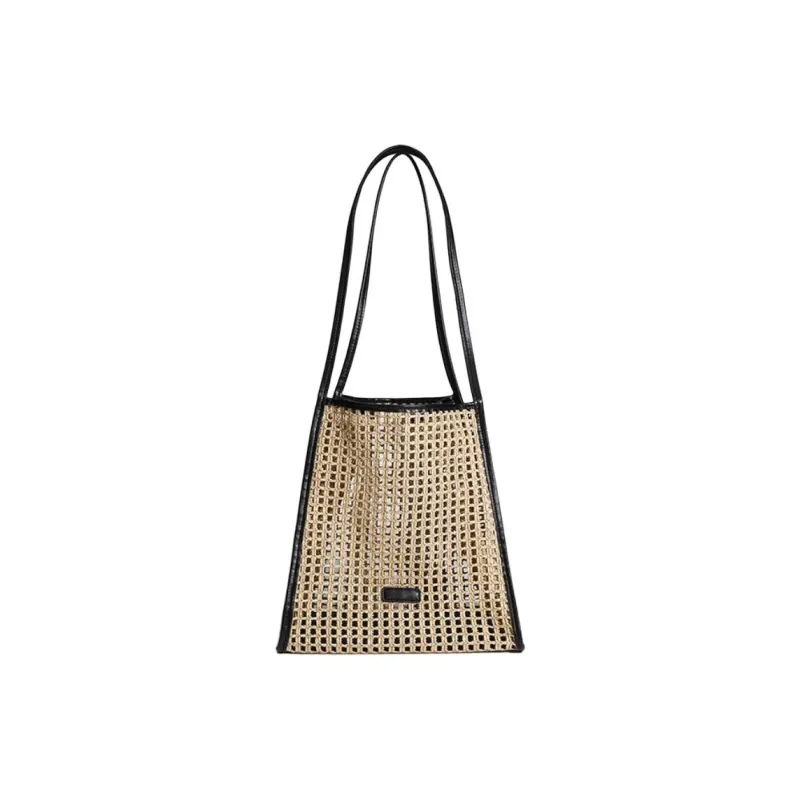 ZARA Raffia Tote Bag, Shopping Bag, Shoulder Bag Medium Size Women's Khaki-1