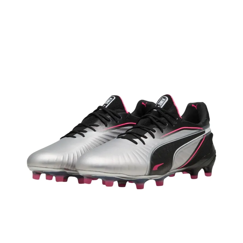 PUMA King Ultimate Anti Slip Wear Resistant Soccer Shoes Unisex Silver Black-2