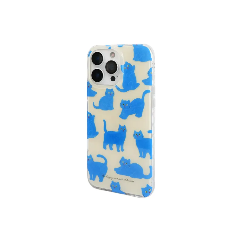 Wei Xin Acrylic Material All Over Blue Kitten Phone Cases Compatible With IPhone 16/15 Pro Max/Apple 13/14 Pro/Max-2