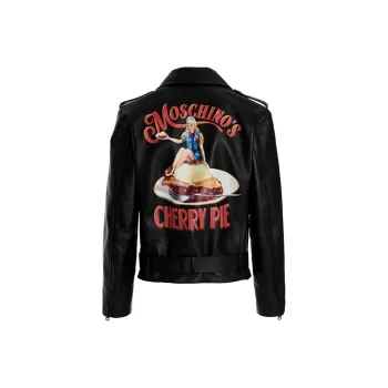 MOSCHINO Leather Jackets Men Black