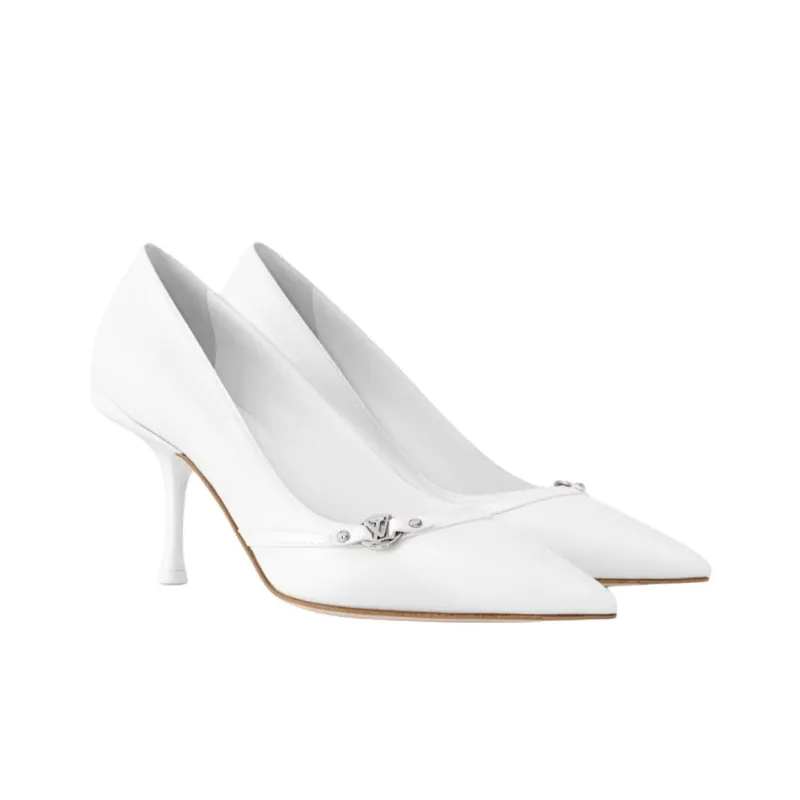LOUIS VUITTON 6AM Slim Heel High Heels 7.5cm Women's White-1