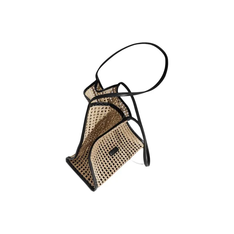 ZARA Raffia Tote Bag, Shopping Bag, Shoulder Bag Medium Size Women's Khaki-6