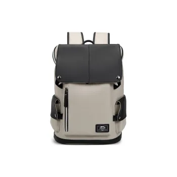Slazenger PU Soft Leather Backpack Large Size Unisex Cool Black, Cream White