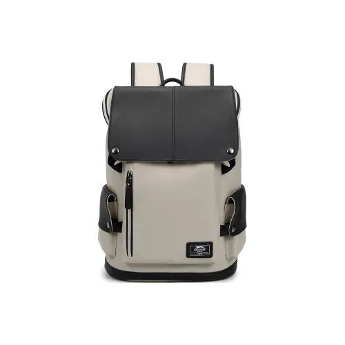 Slazenger PU Soft Leather Backpack Large Size Unisex Cool Black, Cream White