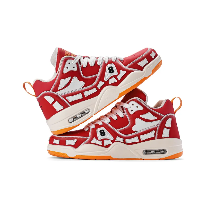 SESAME STREET Skateboard Shoes Unisex Mid Top China Red/Classic Black White-3