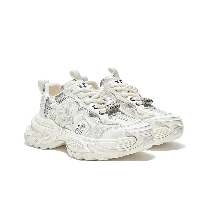 HR Low Top Chunky Sneakers Women's Ecru Silver-2