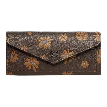COACH Wyn Pebbled Leather Card Holder Wallet Small Size Women's Tan