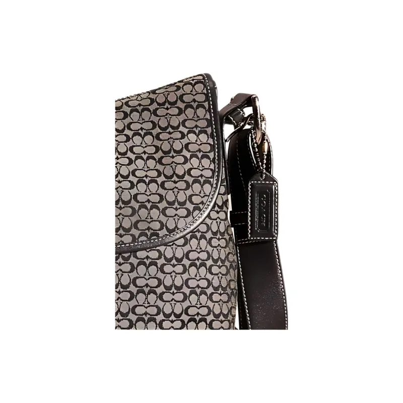 COACH Soho Iconic Jacquard Suitcase, Portable Crossbody Bag, Shoulder Bag Regular Women's Gray & Black-2