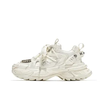 HR Abrasion Resistant Low Top Chunky Sneakers Women's Ecru
