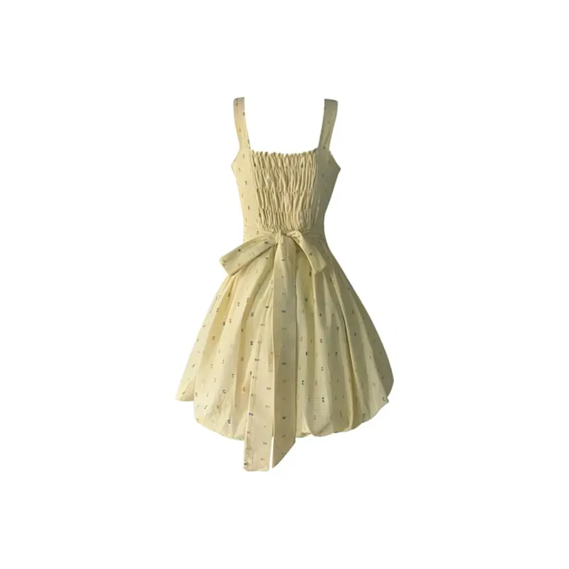 IQC Slip Dresses Women's Yellow-1