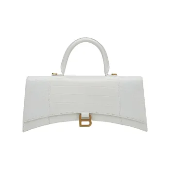Balenciaga Hourglass Cow Leather Hourglass Handbag Trumpets Women's White