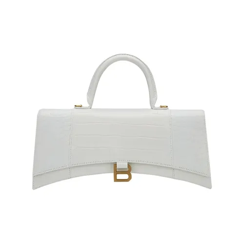 Balenciaga Hourglass Cow Leather Hourglass Handbag Trumpets Women's White