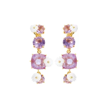 LES NEREIDES Gold Plated Brass, Enamel, Glass Earrings Women's Purple