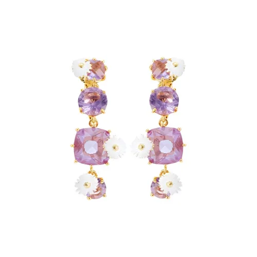 LES NEREIDES Gold Plated Brass, Enamel, Glass Earrings Women's Purple