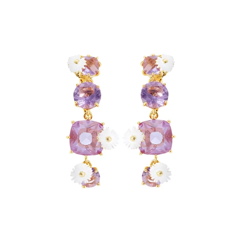 LES NEREIDES Gold Plated Brass, Enamel, Glass Earrings Women's Purple-0