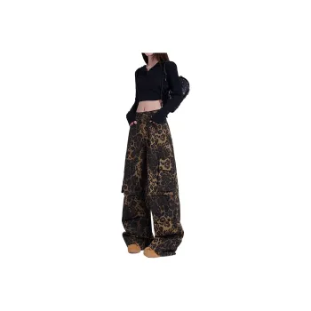 SOCKKEY Jeans Unisex Leopard Print