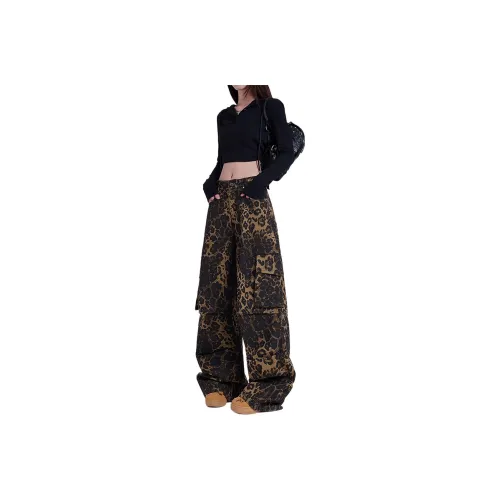 SOCKKEY Jeans Unisex Leopard Print
